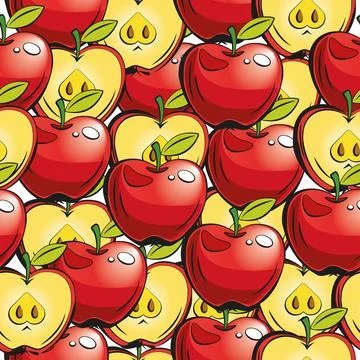 Vector pattern with apples and apple slices. Stock Illustration