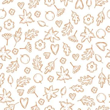 Vector pattern with  autumn leaves and berries. Illustrazione stock