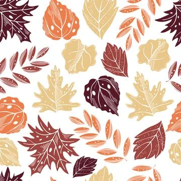 Vector pattern  with  autumn leaves. Stock Illustration