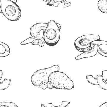 Vector   pattern with  avocado. Stock Illustration