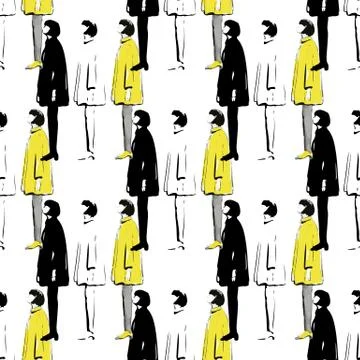 Vector pattern background people white black and yellow Stock Illustration