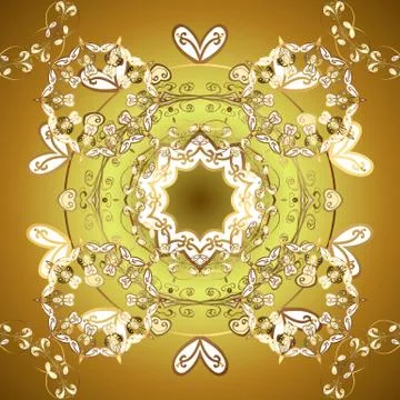 Vector pattern background sketch with gold antique floral medieval decorative 3d Ilustración de archivo