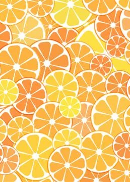 Vector Pattern background. sliced halves of citrus fruits orange Stock Illustration