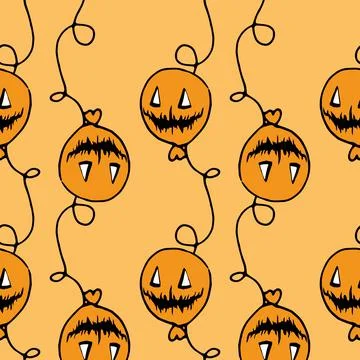 Vector pattern from a balloon for Halloween, a seamless pattern from a doodle Illustrazione stock