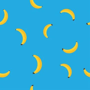 Vector pattern of bananas on blue background Stock Illustration