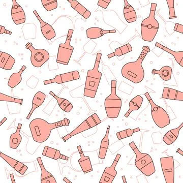 Vector Pattern Bar Party Alcohol Drink Wine Bottle Stock Illustration