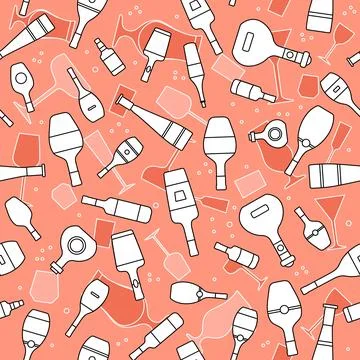 Vector Pattern Bar Party Alcohol Drink Wine Bottle Illustrazione stock