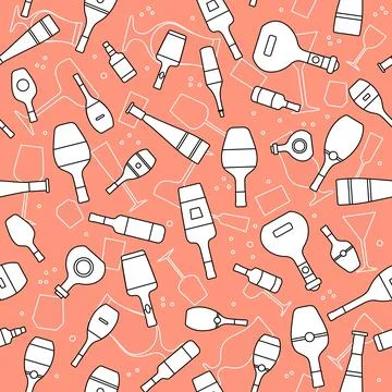 Vector Pattern Bar Party Alcohol Drink Wine Bottle Illustrazione stock