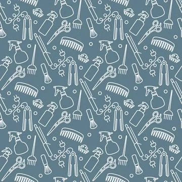 Vector Pattern Barber Beauty Hairdressing salon Stock Illustration