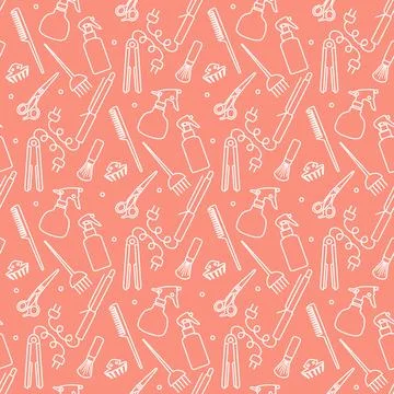 Vector Pattern Barber Beauty Hairdressing salon Stock Illustration
