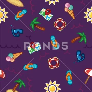 Seamless pattern with summer beach objects Vector Image