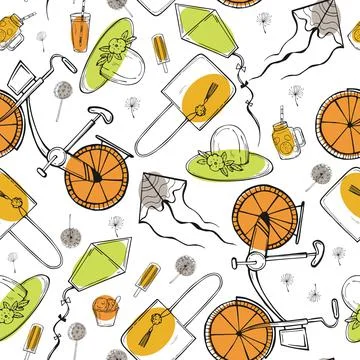 Vector pattern with bike and skites Stock Illustration