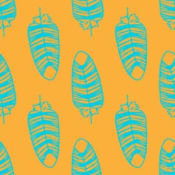 Vector pattern of a bird's feather. Seamless pattern of a hand-drawn bird's Illustrazione stock