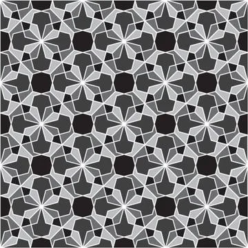 Vector pattern of black and white hexagon mosaic seamless texture 스톡 일러스트