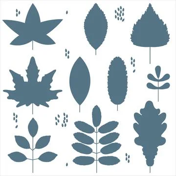Vector pattern with blue autumn leaves shape Stock Illustration