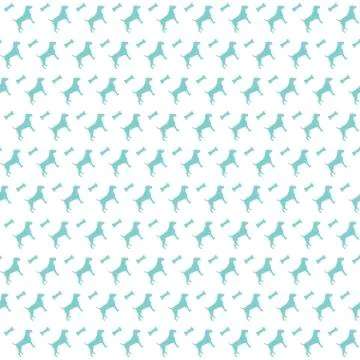 Vector pattern with blue dogs and bones Stock Illustration