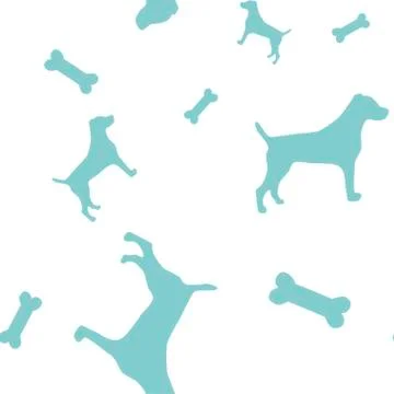 Vector pattern with blue dogs and bones Stock Illustration