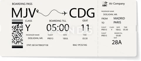 Vector pattern of a boarding pass and air ticke Stock Illustration