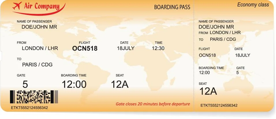 Vector pattern of a boarding pass Stock Illustration