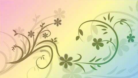 Vector pattern from a branch with flowers on a colored background. EPS 10. Stock Illustration