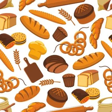 Vector pattern of bread and bakery products Illustrazione stock