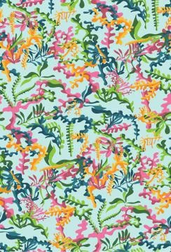 Vector pattern bright colored cartoon algae Illustrazione stock