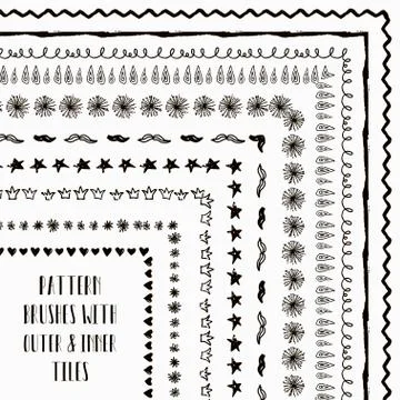 Vector pattern brushes with outer and inner tiles Stock Illustration