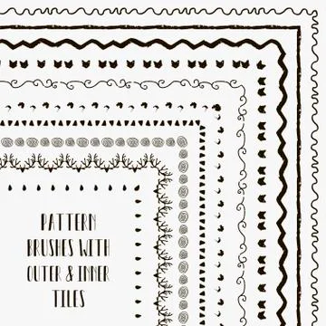 Vector pattern brushes with outer and inner tiles Stock Illustration