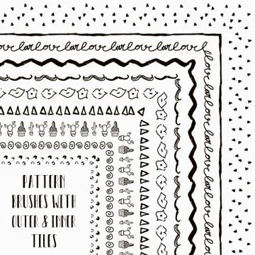 Vector pattern brushes with outer and inner tiles Stock Illustration