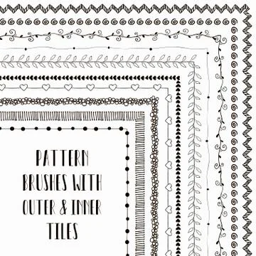 Vector pattern brushes with outer and inner tiles Stock Illustration