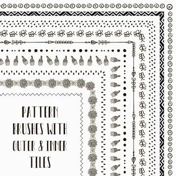 Vector pattern brushes with outer and inner tiles Stock Illustration