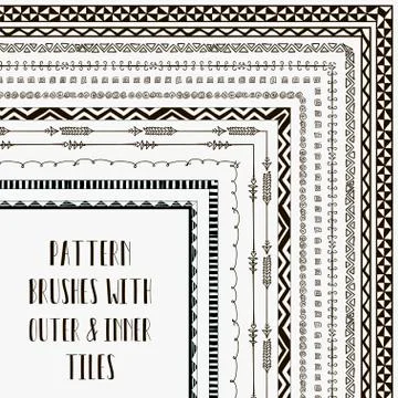Vector pattern brushes with outer and inner tiles Stock Illustration