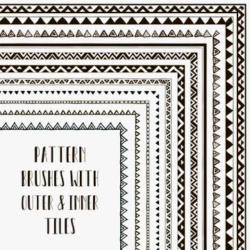 Vector pattern brushes with outer and inner tiles Stock Illustration