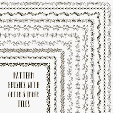 Vector pattern brushes with outer and inner tiles Stock Illustration