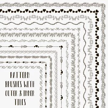Vector pattern brushes with outer and inner tiles 스톡 일러스트