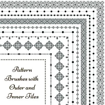 Vector pattern brushes with outer and inner tiles Illustrazione stock