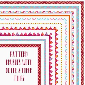 Vector Pattern Brushes with Outer and Inner Corner Tiles Stock Illustration