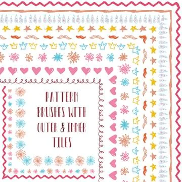 Vector Pattern Brushes with Outer and Inner Corner Tiles Stock Illustration