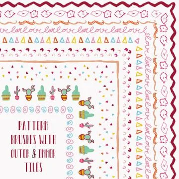Vector Pattern Brushes with Outer and Inner Corner Tiles Illustrazione stock