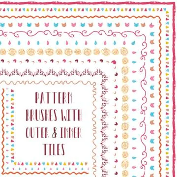 Vector Pattern Brushes with Outer and Inner Corner Tiles Stock Illustration