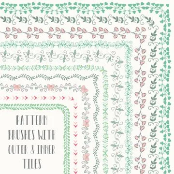 Vector pattern brushes with outer and inner tiles Stock Illustration