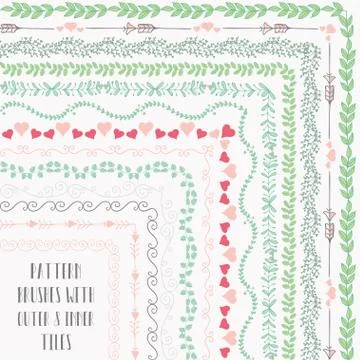 Vector pattern brushes with outer and inner tiles Stock Illustration
