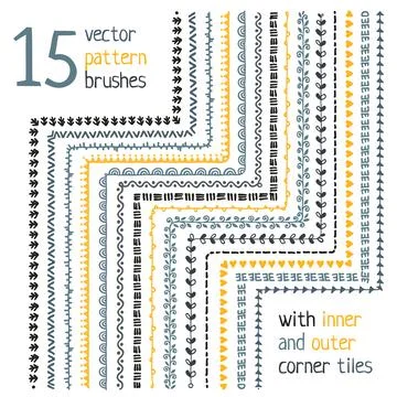 Vector pattern brushes set with corner elements イラスト素材