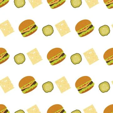 Vector Pattern Burger Takeaway Fast Food Lunch Stock Illustration