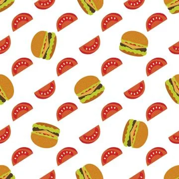 Vector Pattern Burger Takeaway Fast Food Lunch Stock Illustration