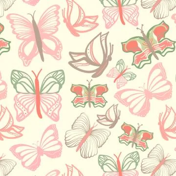 Vector pattern with butterflies Stock Illustration