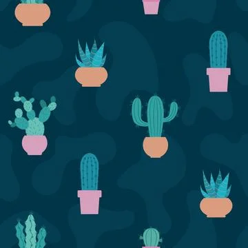 Vector pattern with cacti. Illustrazione stock