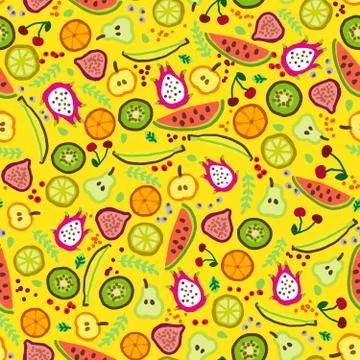 Vector pattern. Cartoon fruit illustration Stock Illustration
