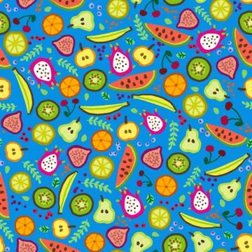 Vector pattern. Cartoon fruit illustration Stock Illustration