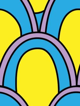 Vector pattern cartoon multicolored scales with black outline Stock Illustration